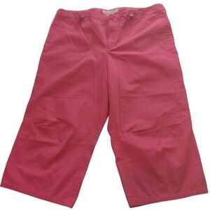 Tommy Hilfiger Jeans Women Pink 100% Cotton Wide Leg Capri Sz 14/38”x24 Comfort